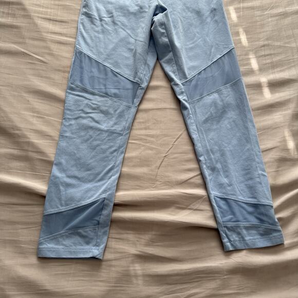 Victoria’s Secret Pink Yoga Ankle Leggings Blue Mesh Size Large Zip Pocket - Picture 3 of 12